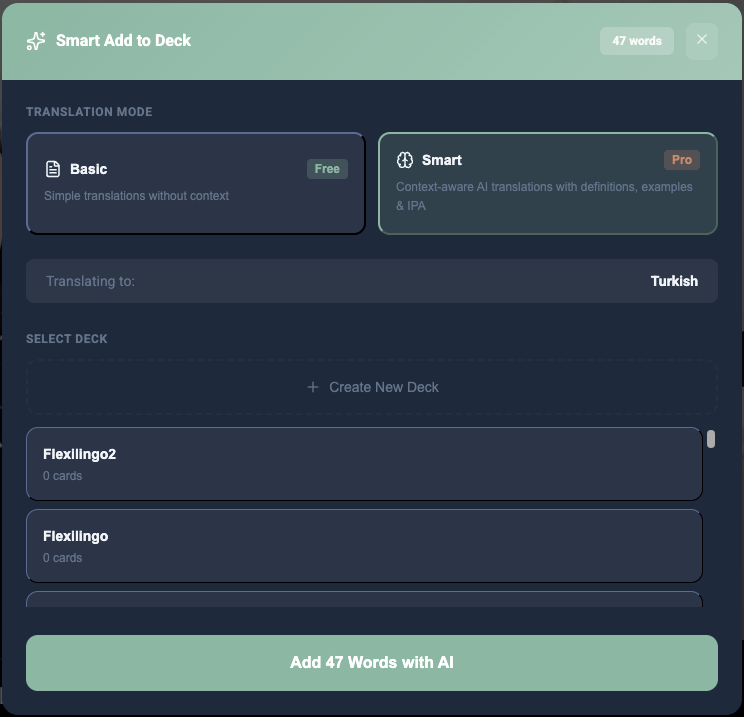 AI builds your flashcard deck