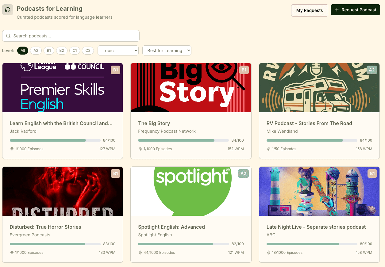 Learn with podcasts player